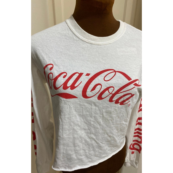 Coca Cola Its The Real Thing Crop Top Long Sleeve T Shirt - Picture 2 of 7